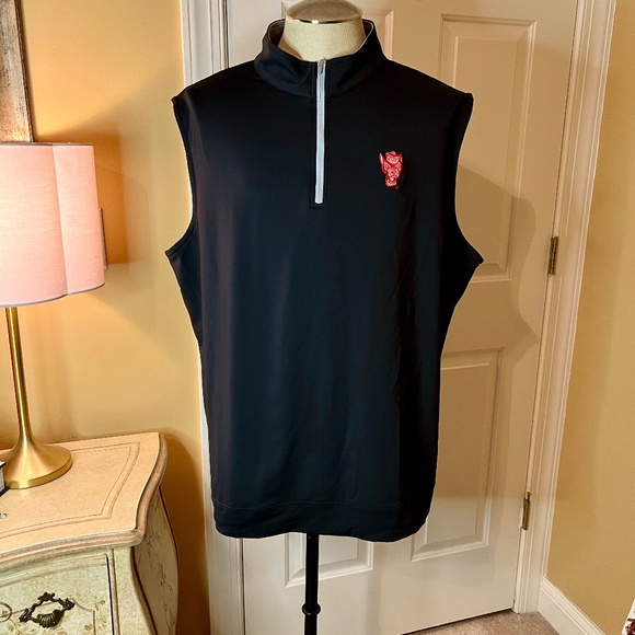 EEUC Men's Peter Millar Crown Sport Galway Stretch Quarter Zip Vest NC State XXL - Picture 1 of 3
